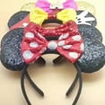thumbnail image 2 of 1pc Disney Character Minnies Ears Decorative Head Band Glitter Sequin Bowknot Hair Hoop For Women, 2 of 11
