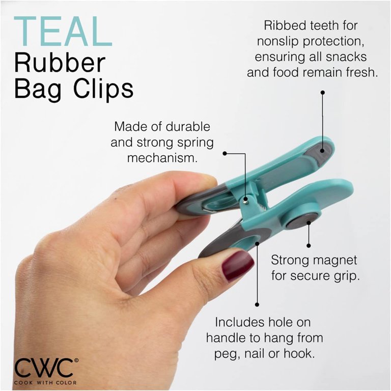 Cook with Color Large Bag Clips, Set of 4 Chip Bag Clips - Teal