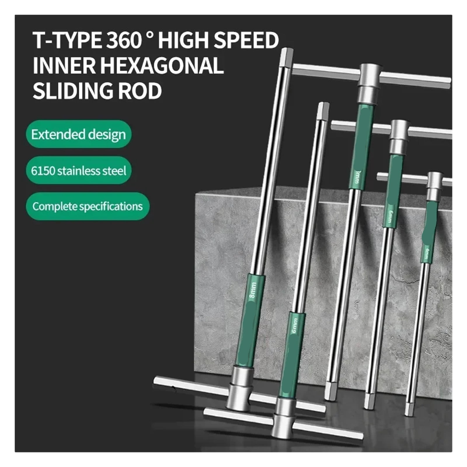 T Type Torx Screwdriver Hex Torque Wrench Chrome Hexagonal Spanner Rod Tool Extended T-Socket