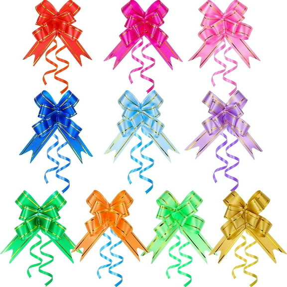 BlinkLLX 240 Pieces Pull Bows Decorative Assorted Colors Gift Wrap Ribbon Pull Bows for Christmas Wedding Party Birthday Car Holiday Presents Bags Baskets Bottles Decorations, Random Color