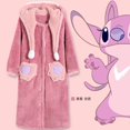 thumbnail image 1 of Disney-Pijama con capucha para mujer, conjunto de ropa de dormir de felpa cálida, con diseño de Ángel de puntada Y2k, de lana de Coral Kawaii, para el hogar, para invierno, 1 of 4