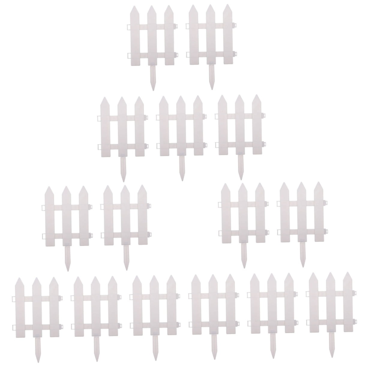 Hemoton 15 Sets  Plastic Edgings Garden Picket Fence Grass Lawn Flowerbeds Plant Borders White