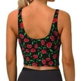 thumbnail image 4 of Goofa Cherry Printed Sports Bras for Women, High Impact Running Bra Workout Crop Tank Tops Longline Sports Bra Push up-Small, 4 of 9