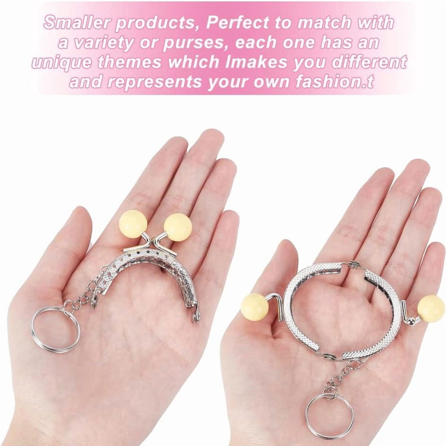 13pcs Purse Frame Bag Kiss Clasp 13 Color Lock Key Ring Coin Bag Metal Frame with Plasitc Beads Ball Purse Handle Set