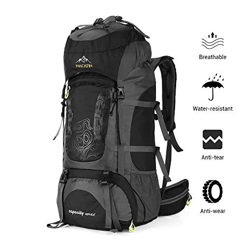 NACATIN Internal Frame 70L Backpack WaterResistant Hiking Daypack Backpacks