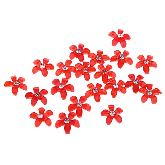 Abbracc 20 Pcs Boutons en Résine avec Strass Cristal Perles Plates DIY Rouge
