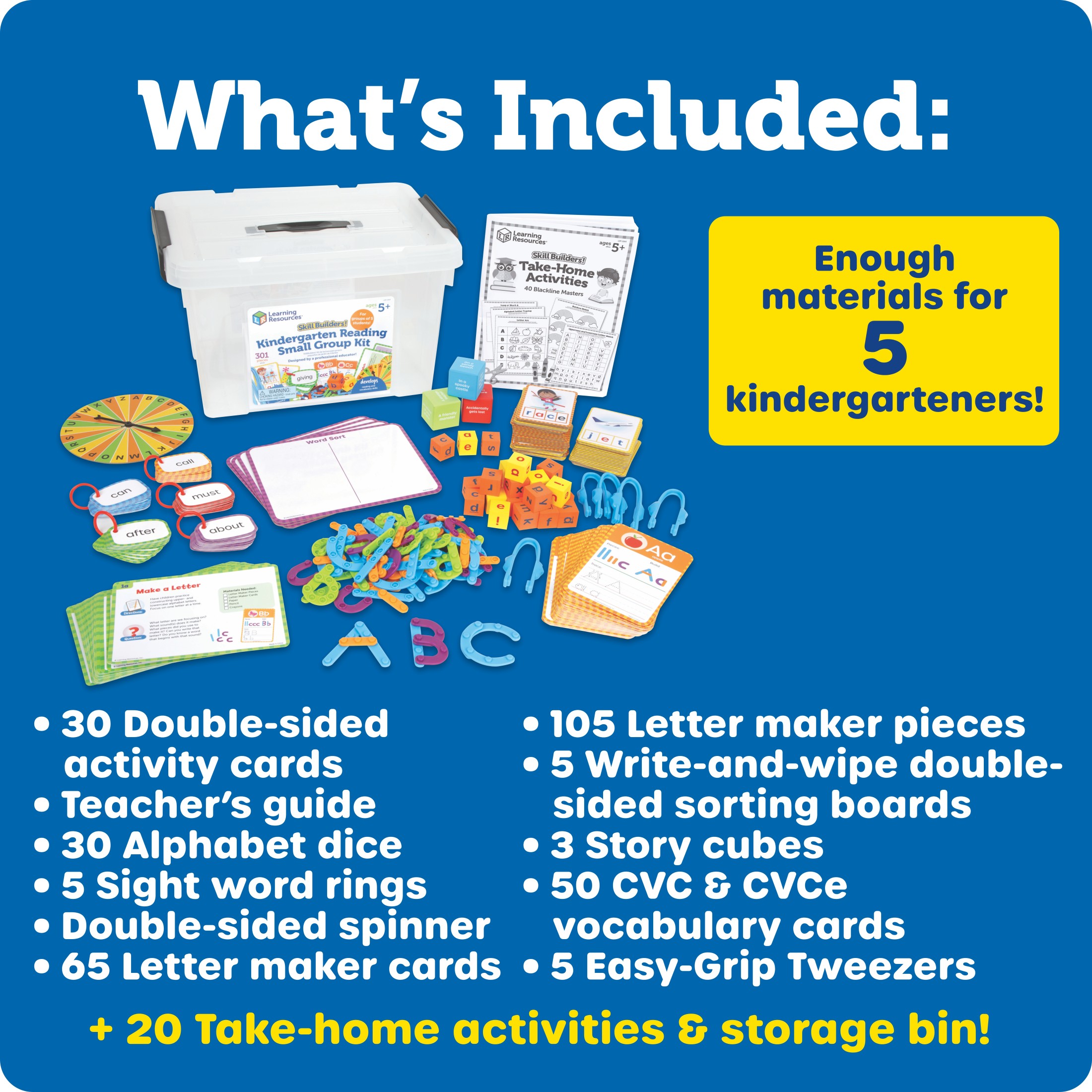Learning Resources Skill Builders Kindergarten Reading Small Group Kit, Learn to Read Flash Cards, Ages 5+