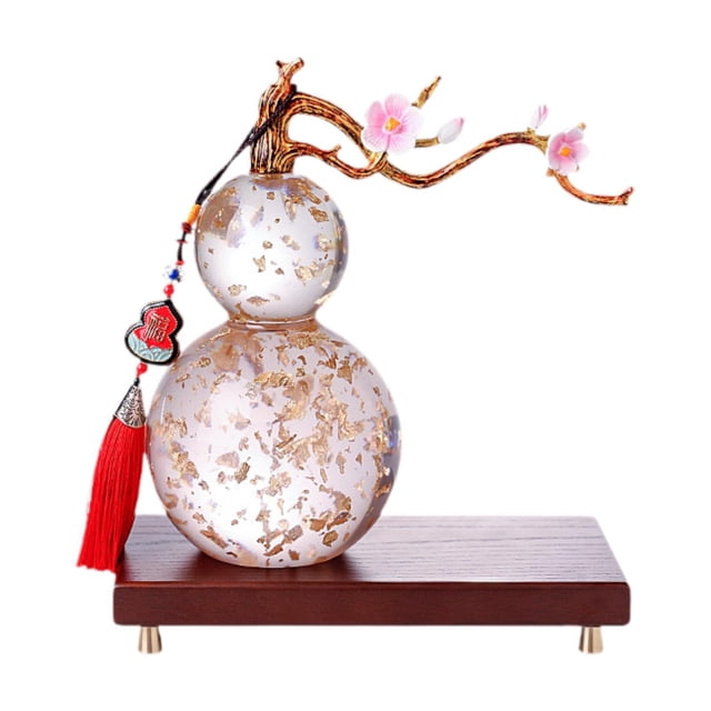 Estatua de calabaza china, adorno de Feng Shui, relleno de lámina dorada, figura de calabaza Hulu, escultura de resina para entrada interior de año