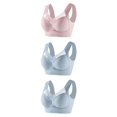 thumbnail image 3 of Sakmal Bralettes for Women with Support Side Smoothing Lace No Underwire Pink Scoop Womens Bras 3X,3-Pack, 3 of 4