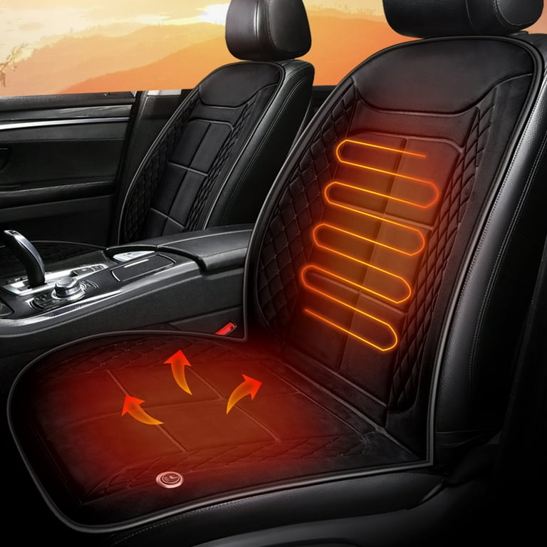 12V Heated Seat Cushion Winter Car Seat Covers Hot Warmer - Heating black /  1PC Front