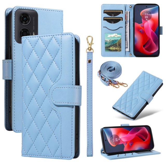 Motorola MOTO E14 Phone Case , Wallet Flip Cover Adjustable Crossbody Lanyard Magnetic Card Slots