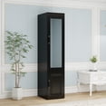 thumbnail image 3 of Sophshelter Modern Black Armoire Wardrobe Closet with Mirror and Single Door Wardrobe Closet Simple Storage Cabinet with Hanging Rod & Shelves Tall Wooden Armoire Wardrobe Closet for Bedroom, 3 of 7
