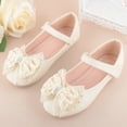 thumbnail image 4 of KPOPLK Girls Mary Jane Dress Shoes Ballerina Flats for Princess Uniform Shoes for Little/Big Kids with Ankle Strap Bowknot Shoes Size 1.5,Beige, 4 of 6