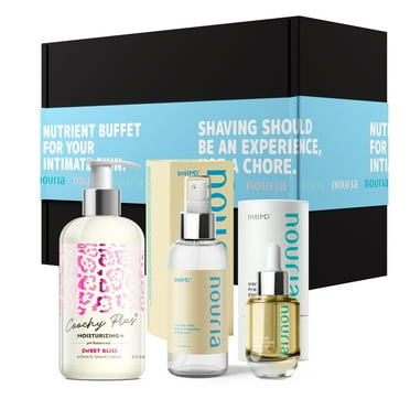 Coochy Plus HydroLock MOISTURIZING  3-Steps Kit Intimate Shave Gift Set: NOURIA Pre-Shave Elixir Oil   Coochy Plus Shave Cream Sweet Bliss   NOURIA After Shave Protection Mist Fragrance Free