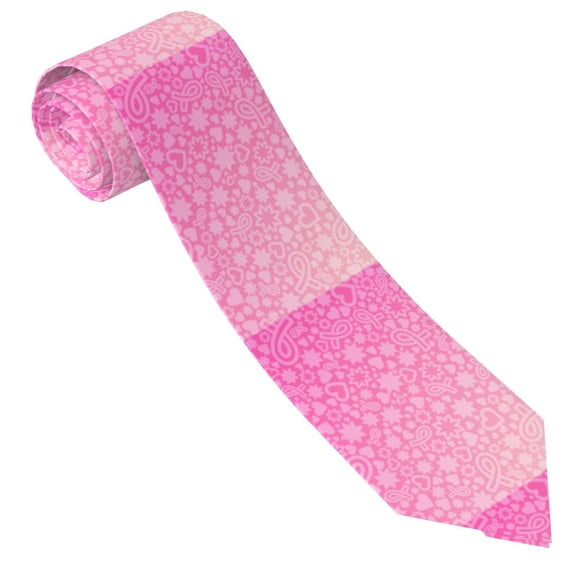 Sigee Breast CancerN Ribbons Awareness for Elegant Men's Necktie,Classic Tie for Formal and Casual Occasions