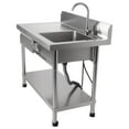 thumbnail image 3 of Stainless Steel Utility Sink, 40 Inch Farmhouse Indoor and Outdoor Sink, Free Standing Single Bowl Sink with Drawer & Cold and Hot Water Pipe and Workbench for Laundry Room Garage, 3 of 11
