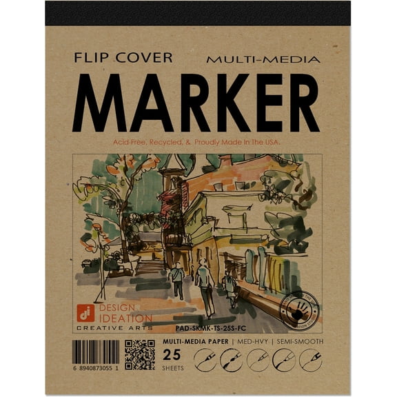 Marker Sketch Pad. Removable Sheets. Mixed Media Paper. Flip Cover. (11" x 8.5") FCP-2550-TS