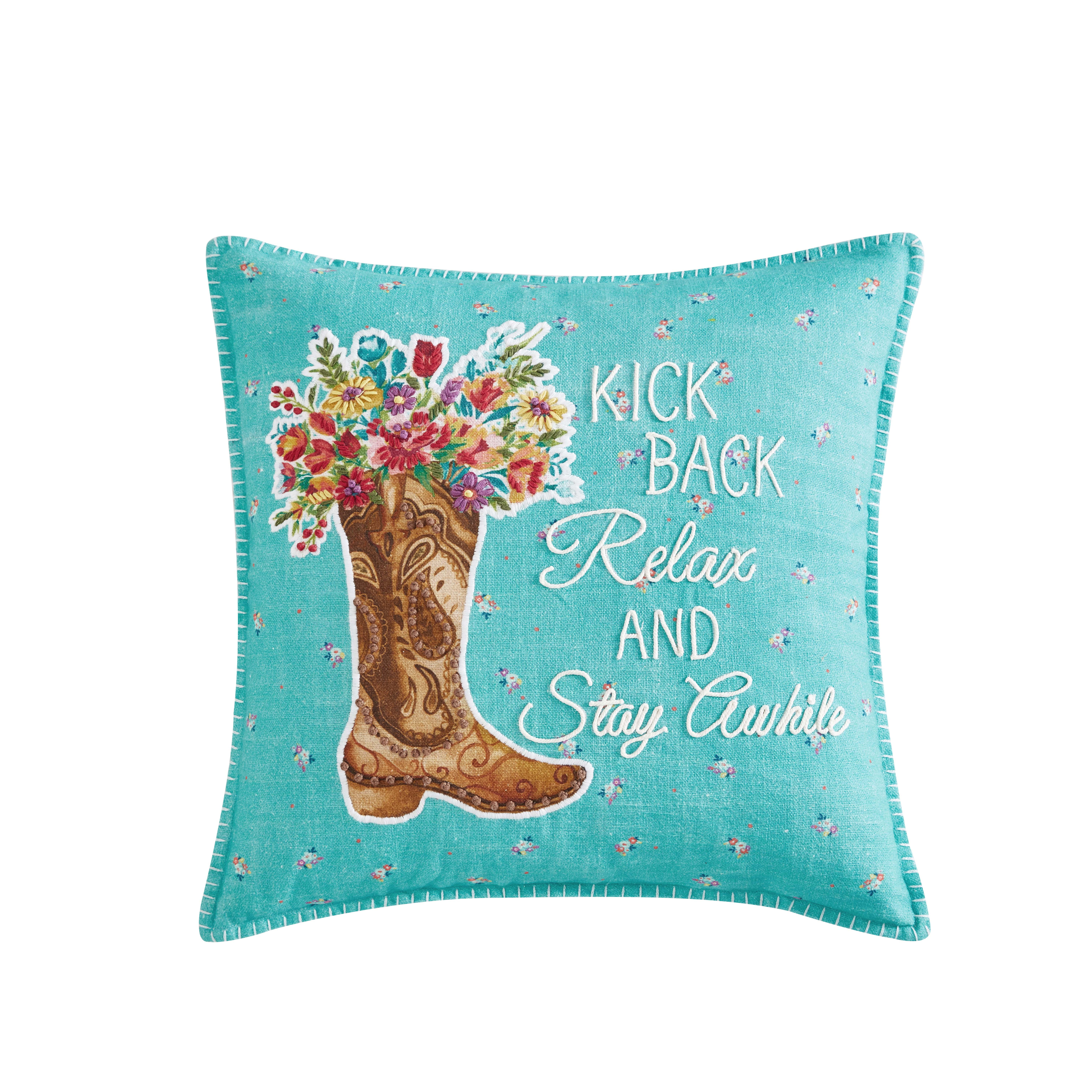 The Pioneer Woman Polyester Contemporary Decorative Pillow, 18' x 18'