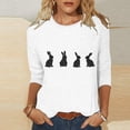thumbnail image 2 of 3/4 Manga Tops para las Mujeres Pascua Floral Cuello Redondo Suelto Camiseta Moda Casual, 2 of 5