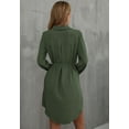 thumbnail image 5 of Solid Collared Button Down Shirt Dress, Green, Small, 5 of 5