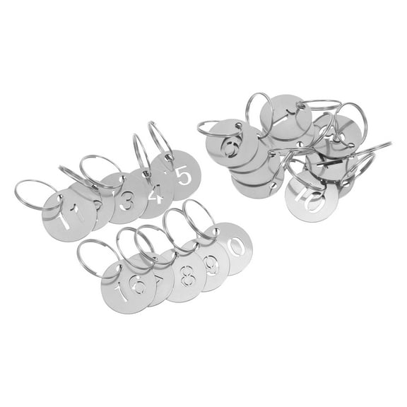 Hemoton 20pcs Stainless Steel Numbered Key Tags Round Hanging Number Tags Metal Keychain Sign Easy Identification For Home Office Use
