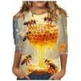 thumbnail image 2 of BLTIBY Bee Shirts for Women 3/4 Length Sleeve Tunic Tops Funny Cute Bee Graphic Tee Blouse Summer Casual Tshirt Ladies Gifts Pullover Tops 2025 Yellow 2 L, 2 of 5