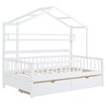 thumbnail image 4 of JERFIT White Full Size House Bed Frame with Storage Drawers Shelf, Wooden Platform Bed with Slats, 4 of 10