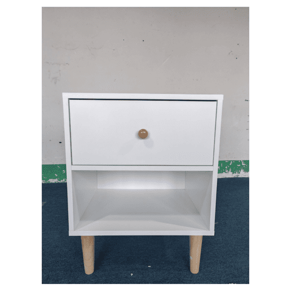 23.22''H Wooden Nightstand with One Drawer One Shelf for Kids, Adults, White