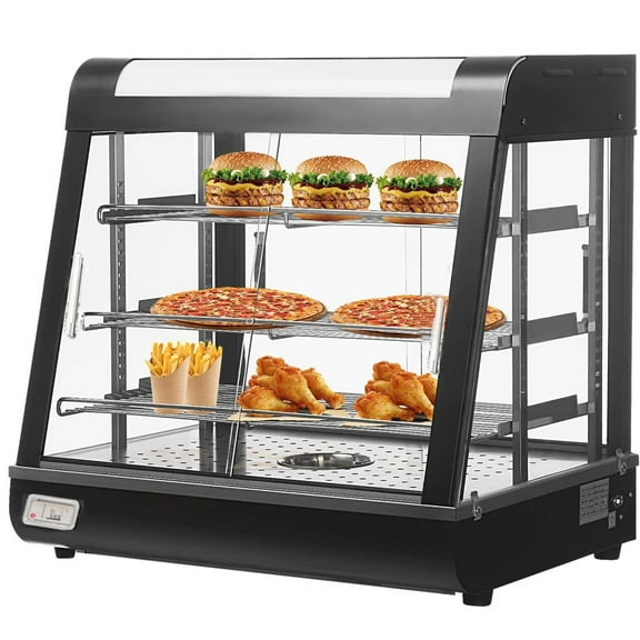 35" Commercial Desktop Food Insulation Display Cabinet 3-Tier Food Pizza Egg Tart Heating Warmer
