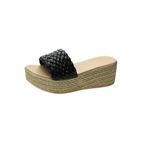 

Audeban WOMEN FLAT SLIPPERS SLIP ON SLIDERS SLIDES LADIES CORK WEDGE SANDALS CASUAL SHOES