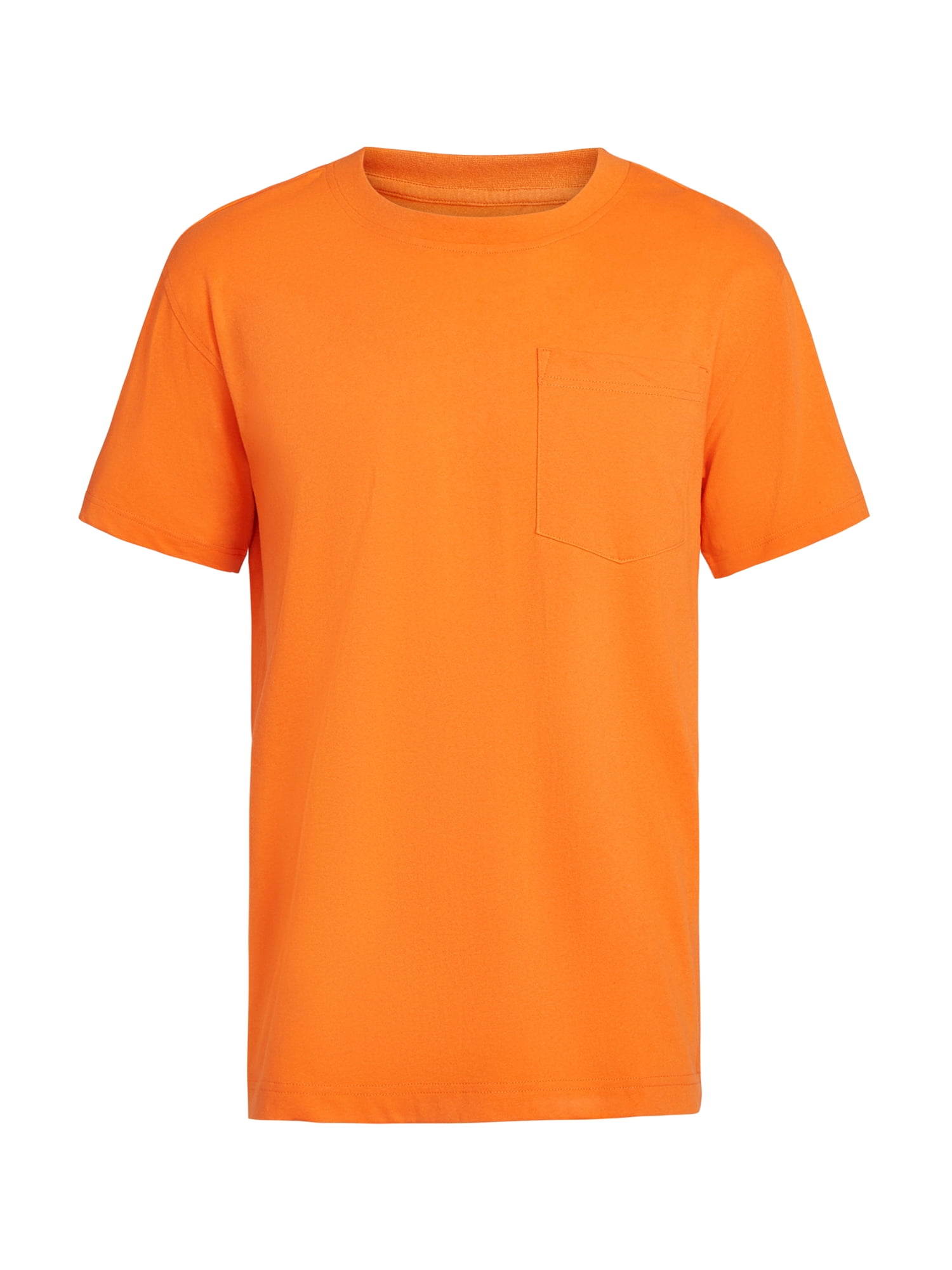 Brahma Men's Pocket T-Shirts Moisture-Wicking Short Sleeve Work Shirt, Black/Orange, 2-Pack