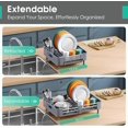 thumbnail image 6 of Dish Drying Rack for Kitchen Counter, Extendable Dish Rack with Drainboard, Expandable Dish Drainer, Collapsible Dish Strainer with Cutlery Holder, Foldable Home Countertop Plate Storage Rack, Gray, 6 of 7