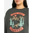 thumbnail image 4 of Terra & Sky Women's Plus Size Big Sky Midwest Graphic Sweatshirt with Long Sleeves, Sizes 0X-4X, 4 of 5