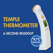 Veridian Temple Touch Thermometer, 6-Second Readout, Non-Invasive Forehead Temperature, Color-Changing Fever Alert Backlight, Memory Recall, F/C Switchable
