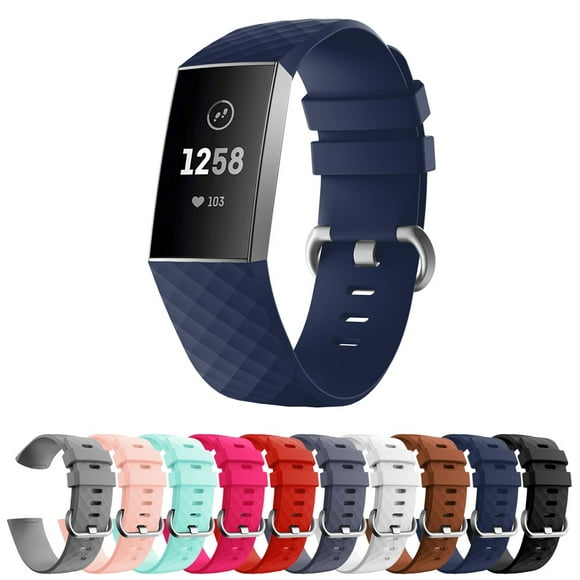 StrapsCo Classic Silicone Rubber Replacement Watch Band Strap for Fitbit Charge 3 & Charge 4 - Small/Large