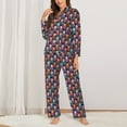thumbnail image 2 of Cauagu Octopus in love Print Women's Long-Sleeve Pajamas Set Soft Pj Lounge Sets Button Down Sleepwear for Women 2 Piece Pjs Set with Long Pants-Large, 2 of 7