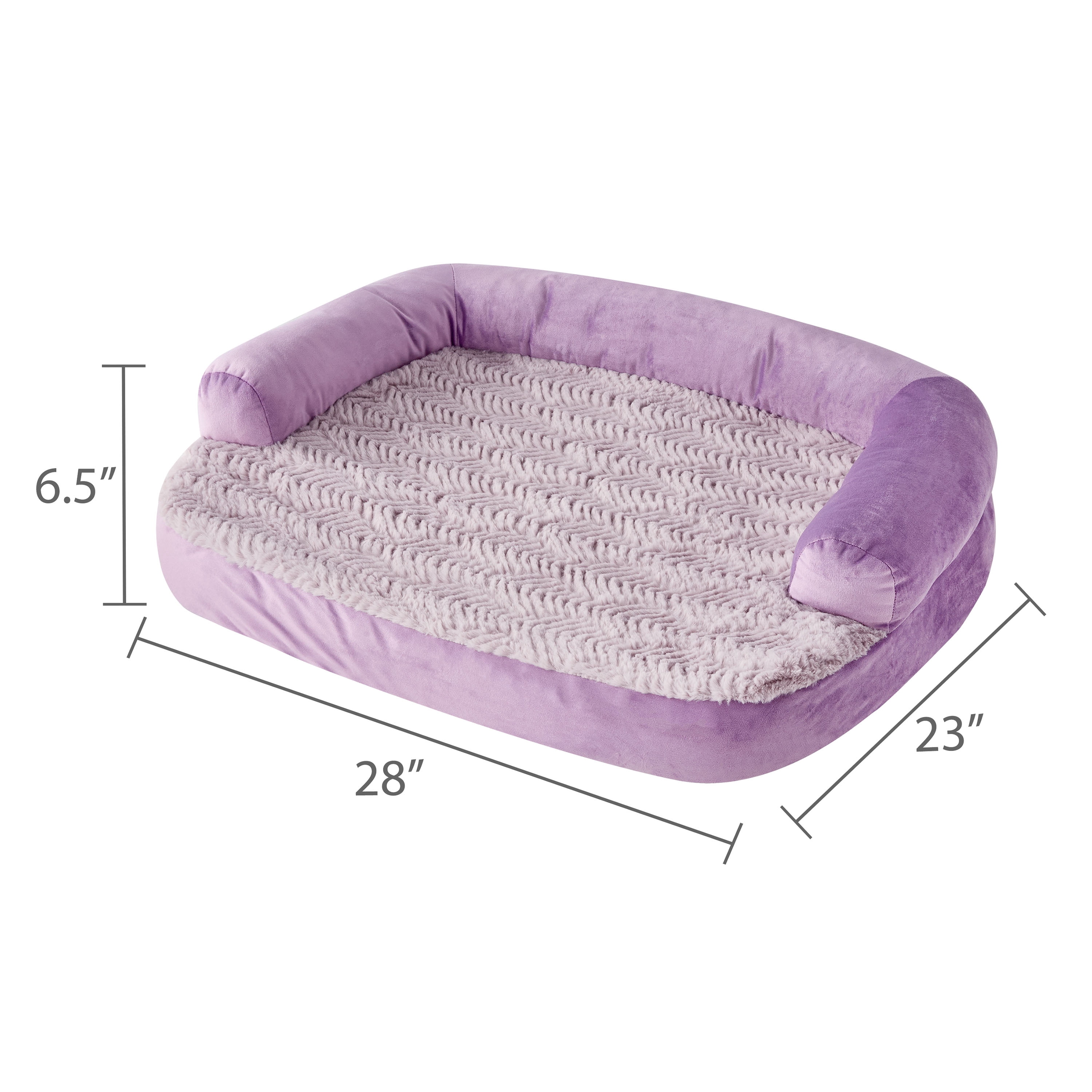 Vibrant Life Small Round Corner Sofa Style Dog Bed, Purple, 23" x 28"