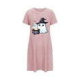 thumbnail image 3 of Aboser Halloween Pajama Nightgowns for Women Fashion Print Short Sleeve Sleepwear Dress Casual Loose Fit Nightshirt Breathable Round Neck Loungewear, 3 of 5