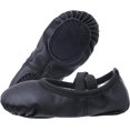 thumbnail image 2 of Zapatos de ballet de cuero para niñas Zapatos de baile Yoga Gimnasia Zapatillas con parte inferior dividida Talla 39 Negro, 2 of 5