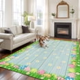 thumbnail image 2 of Large Area Rugs for Living Room Bedroom, Green Easter 6'x9' Rug Washable Carpet Runner Indoor Outdoor, Spring Floral Eggs Elegant Pastoral Wooden Non Slip Floor Mats Rug for Kitchen, Playroom, 2 of 8