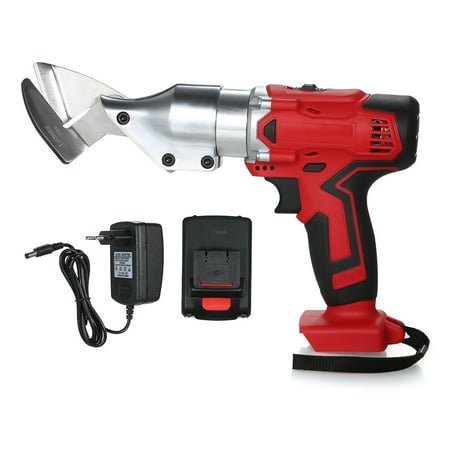 Bench Top Sheet Metal Shear 21V Li-ion Cordless Rechargeable Electric Scissor Metal Sheet Shear Cutter Scissors Rotating Head Power Tool ()