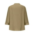 thumbnail image 7 of Xdegoge History Henley Shirts for Women Cotton Button Up Shirt Summer Trendy 3/4 Sleeve V Neck Blouses Lightweight Breathable Tunic Tops Beach Vacation Clothes, 7 of 7