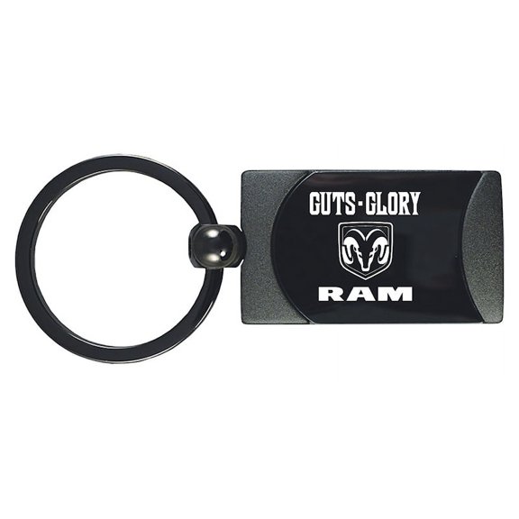 Dodge Ram Guts-Glory Two-Tone Rectangular Key Chain (Gun Metal)