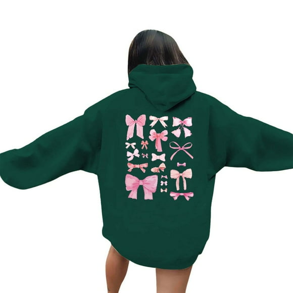 SNOWSONG Clearance! Hoodies for Women, Trendy Queen Hoodie Women's Fashionable Youth Campus Top Printed Floral Sweatshirt Hoodie, Oversized Hoodie, Women Clothing Green S