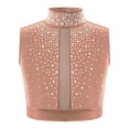 thumbnail image 2 of Aislor Kids Girls Sleeveless Shiny Rhinestone Lyrical Jazz Modern Ballet Dance Crop Tank Tops Shirt Dancewear Dusty Pink 6, 2 of 7