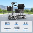 thumbnail image 3 of REARFIT Lightweight 4 Wheel Mobility Scooter for Seniors, Cruise Airport Approved, 43lb Foldable Mobility Scooter with Removable Lithium Battery for 30.4 Miles Travel, 300lbs Capacity, Silver, 3 of 13