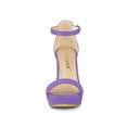 thumbnail image 6 of BLISSFUL STEP Women's Shoes Faux Suede High Chunky Heel Platform Ankle Strap Open Toe Sandals Purple 6, 6 of 7