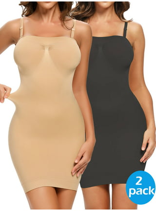 FOCUSSEXY Women's Dress Shapewear Under Dresses Cami Silp Dress for Women  Tummy Control Body Shaper Undergarments Slimming Body Briefer Bodysuit  Shaper 