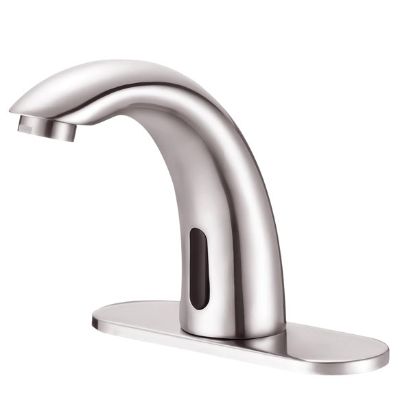 Yodel Faucet Touchless Bathroom Sink Faucet - Automatic Motion Sensor Restroom Toilet Faucet - Battery Operated for Commercial Lavatory, Brushed Nickel