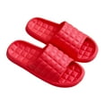 thumbnail image 3 of opvise 1 Pair Shower Slippers Grid Pattern Solid Color Soft Sole EVA Slip-on Unisex Summer Home Slides Bathroom Supplies Red 38-39, 3 of 8